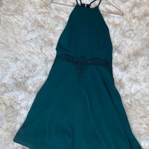 Green halter dress